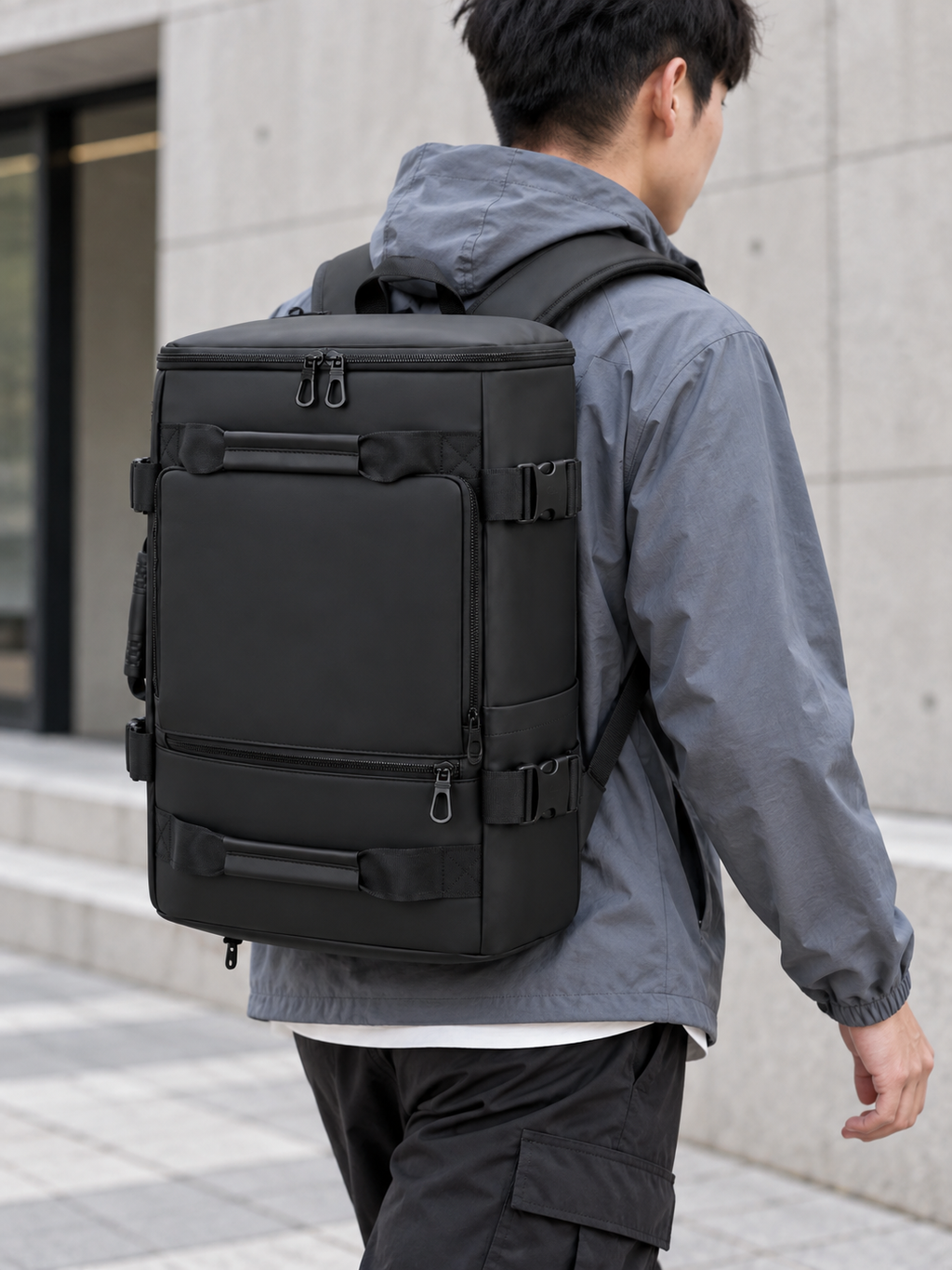 Sac à Dos Duffel Noir Grande Capacité Anti-Éclaboussures