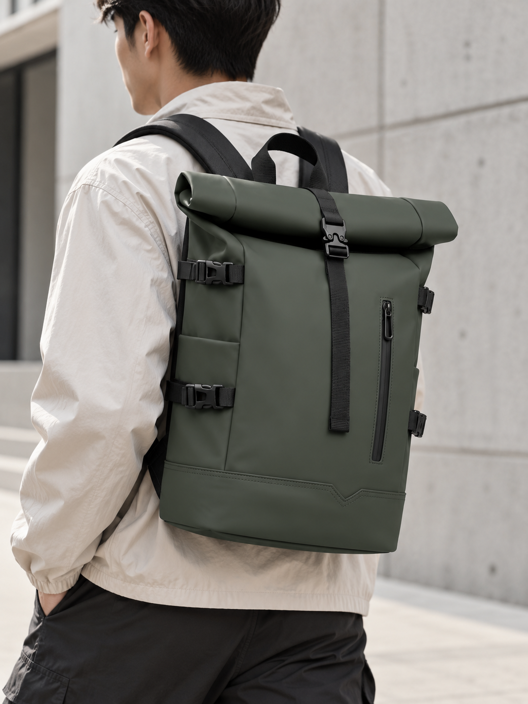 Sac à Dos Roll-Top Grande Capacité Ordinateur