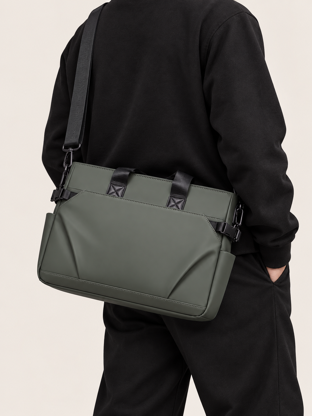 Sac Bandoulière Homme Similicuir 15,6 Pouces Grande Capacité